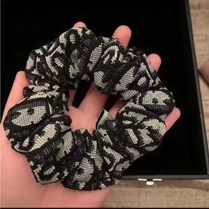 Navy and White Patterned Scrunchie